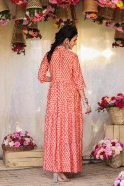 Orange Modal Chevron Print Gotta Tiered Flare Kurta Dress -ZAZU Clothing Shop 1055orange6