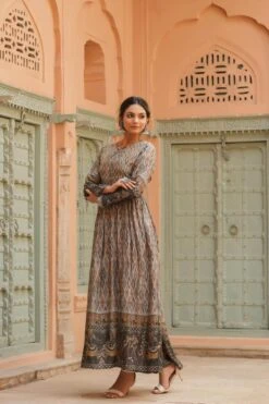 Grey Viscose Muslin Silk Digital Ethnic Print Anarkali Ethnic Dress 12 Grey Viscose Muslin Silk Digital Ethnic Print Anarkali Ethnic Dress -ZAZU Clothing Shop 1148grey5