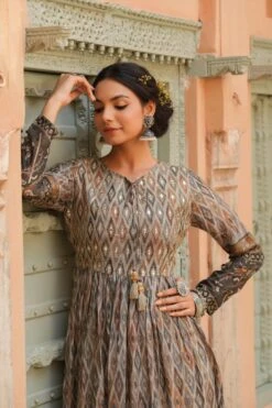 Grey Viscose Muslin Silk Digital Ethnic Print Anarkali Ethnic Dress 13 Grey Viscose Muslin Silk Digital Ethnic Print Anarkali Ethnic Dress -ZAZU Clothing Shop 1148greyb