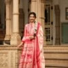 Pink Modal Muslin Ombre Gota Anarkali Ethnic Dress With Dupatta And Potli -ZAZU Clothing Shop 1388pink1