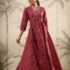 Mauve Cotton Printed Panelled Ethnic Dress -ZAZU Clothing Shop 1570mauve1
