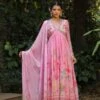 Pink Pure Silk Printed & Hand Embroidered Contemporary Ethnic Dress With Dupatta -ZAZU Clothing Shop 1614babypink1