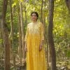 Mustard Mul Cotton Chikankari Embroidery Empire Ethnic Dress -ZAZU Clothing Shop 1615mustard1