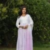 Lavender Cotton Chikankari Ombre Anarkali Ethnic Dress With Tie And Dye Chiffon Dupatta -ZAZU Clothing Shop 1627lavender1