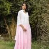 Pink Cotton Chikankari Ombre Anarkali Ethnic Dress With Tie And Dye Chiffon Dupatta 2 Pink Cotton Chikankari Ombre Anarkali Ethnic Dress With Tie And Dye Chiffon Dupatta -ZAZU Clothing Shop 1627pink1
