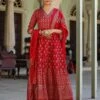 Maroon Korwaki Silk Foil Print Anarkali Ethnic Dress With Dupatta -ZAZU Clothing Shop 1757maroon1 1