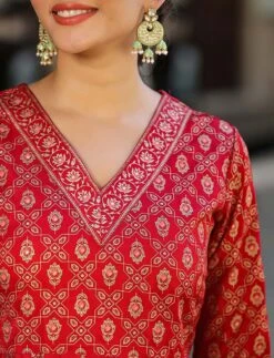 Maroon Korwaki Silk Foil Print Anarkali Ethnic Dress With Dupatta -ZAZU Clothing Shop 1757maroon5 1