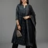 Hand Block Printed Kurta Dress Set Featured With Beaded Tassels -ZAZU Clothing Shop 1 69584