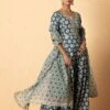 Abstract Printed Maxi Dress With Printed Dupatta -ZAZU Clothing Shop 1 79661