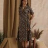 Patjhad- Leaf Print Wrap Dress -ZAZU Clothing Shop 23100011