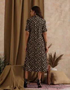 Patjhad- Leaf Print Wrap Dress -ZAZU Clothing Shop 23100014