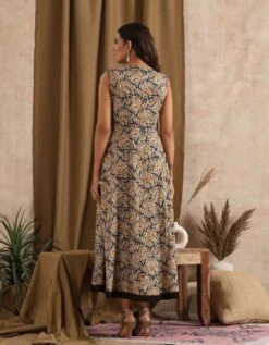 Manjari- Black Mustard Wrap Kalidar Dress -ZAZU Clothing Shop 23100044