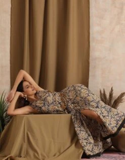 Manjari- Black Mustard Wrap Kalidar Dress -ZAZU Clothing Shop 23100045