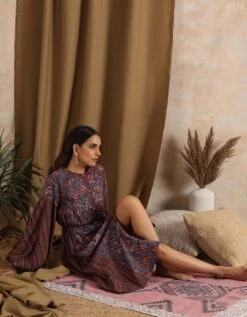 Shalimar- Purple Floral Abstract Patchwork Dress -ZAZU Clothing Shop 2310006b