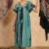 Light Green Tie-Dye Viscose Georgette Embroidery Dress -ZAZU Clothing Shop 2ss23a0369lightgreen1