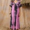 Pink Tie-Dye Viscose Georgette Embroidery Dress -ZAZU Clothing Shop 2ss23a0369pink1