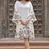 White Rayon Crepe Embroidered Short Dress -ZAZU Clothing Shop 2ss23a0473white1