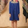 Blue Viscose Rayon Embroidered Dress 2 Blue Viscose Rayon Embroidered Dress -ZAZU Clothing Shop 2ss23a0485blue1