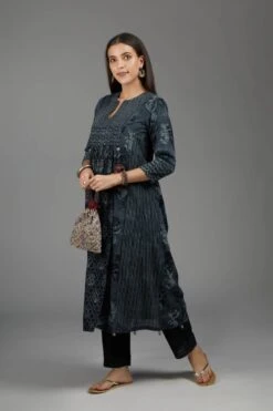 Black Hand Block Printed Kurta Dress -ZAZU Clothing Shop 3 43806