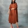 Cinnamon Linen Shirt Dress -ZAZU Clothing Shop 503081