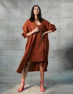 Cinnamon Linen Shirt Dress -ZAZU Clothing Shop 50308b