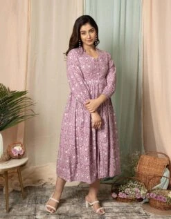 Turvi Floral Block Printed Dress -ZAZU Clothing Shop 53352