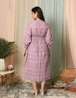 Turvi Floral Block Printed Dress -ZAZU Clothing Shop 53354