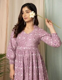 Turvi Floral Block Printed Dress -ZAZU Clothing Shop 5335b