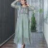 Ahila Kota Doria Block Printed Maxi Dress -ZAZU Clothing Shop 5346green1