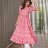 Pink Floral Jaal Block Printed Dress -ZAZU Clothing Shop 5517pink1