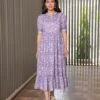 Purple Floral Jaal Block Printed Dress -ZAZU Clothing Shop 5517purple1