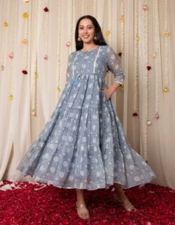 Kanyaka Hand Block Printed Tiered Dress -ZAZU Clothing Shop 55513