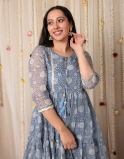 Kanyaka Hand Block Printed Tiered Dress -ZAZU Clothing Shop 5551b