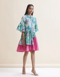 Natalie Dress - Green Floral Print