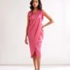 Pleated Shoulder Draped Dress- Raspberry -ZAZU Clothing Shop abi23151