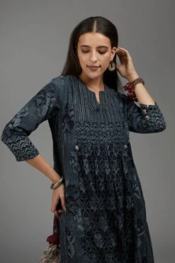 Hand Block Printed Kurta Dress With Straight Cotton Pants -ZAZU Clothing Shop b 65936