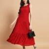 Red Sleeveless Dress -ZAZU Clothing Shop cr0041