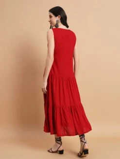 Red Sleeveless Dress -ZAZU Clothing Shop cr0044