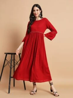 Red Gathered Dress