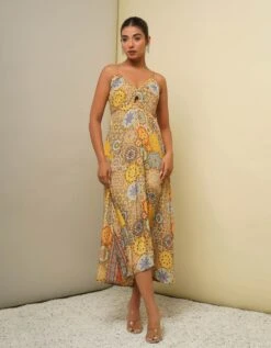 Yellow Printed Long Dress