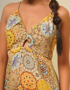 Yellow Printed Long Dress -ZAZU Clothing Shop dc126