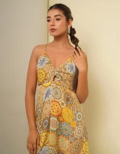 Yellow Printed Long Dress -ZAZU Clothing Shop dc12b 2