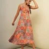 Orange Printed Long Dress -ZAZU Clothing Shop dc131 2