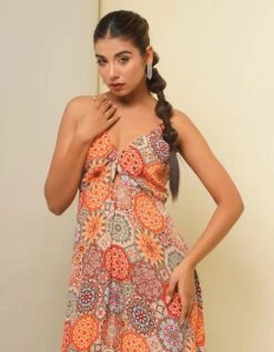 Orange Printed Long Dress -ZAZU Clothing Shop dc13b 2