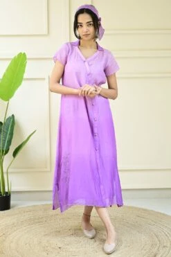 Birds Of Feather Dress Shaded Lilac