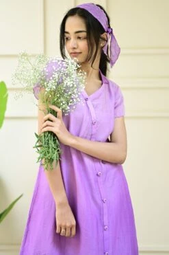 Birds Of Feather Dress Shaded Lilac -ZAZU Clothing Shop dsa0105