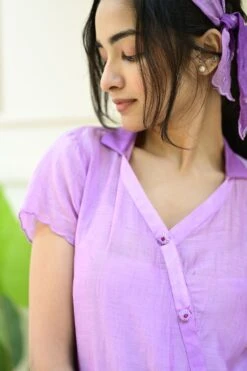 Birds Of Feather Dress Shaded Lilac -ZAZU Clothing Shop dsa010b