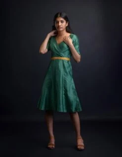 Green Mehr Dress With Chandani Belt -ZAZU Clothing Shop fdc82