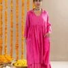 Noorie Kali Dress, Pants And Jacket Set - Rani Pink -ZAZU Clothing Shop festive101