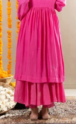 Noorie Kali Dress, Pants And Jacket Set - Rani Pink -ZAZU Clothing Shop festive103